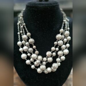 Elegant Rustic Silver Beaded Necklace